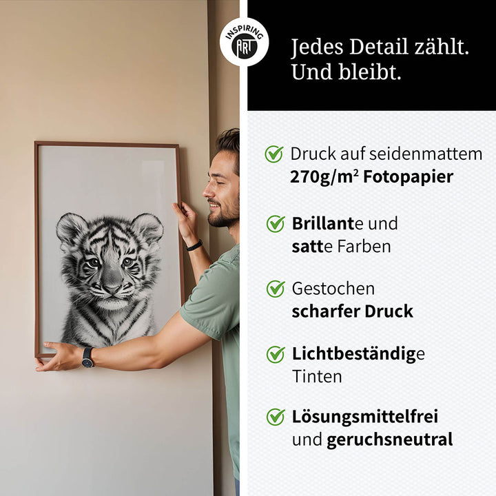 Poster: Tierporträt Tiger "Raja" in Schwarz-Weiß