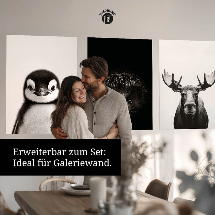 Poster: Tierporträt Igel "Stitch" in Schwarz-Weiß