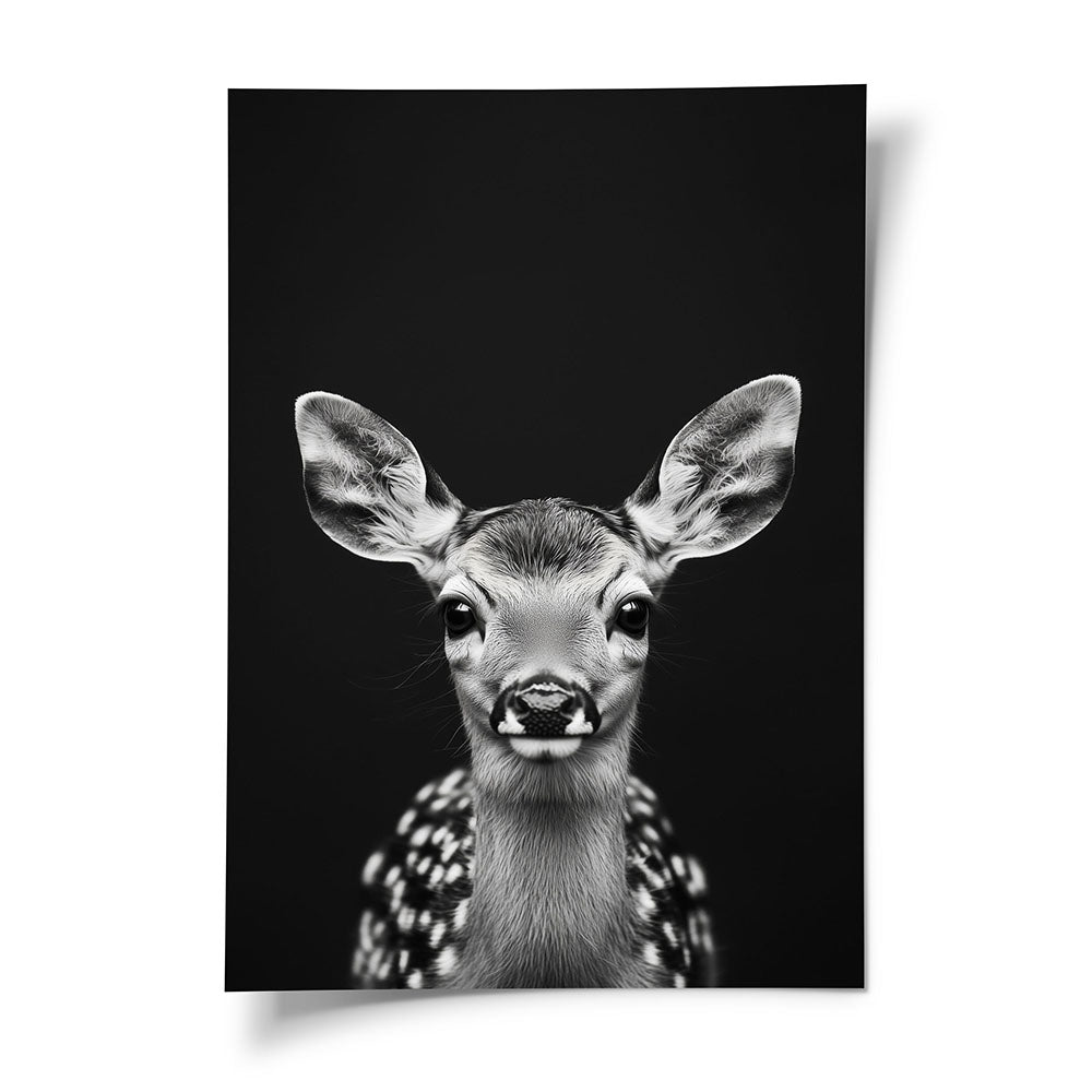 Tierposter Reh Schwarz Weiß