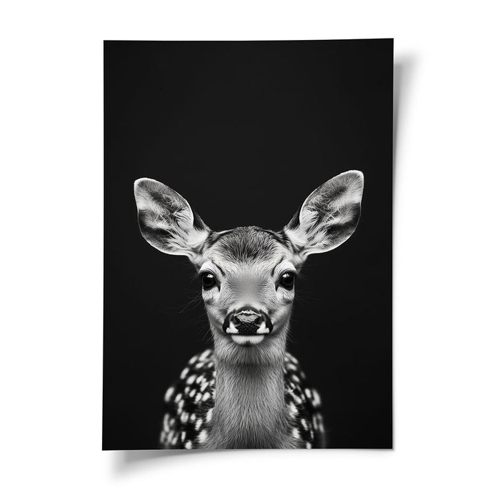 Tierposter Reh Schwarz Weiß