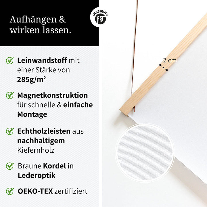 Mama - Wortdefinition - Stoffbild mit Holzleisten in Schwarz-Weiß